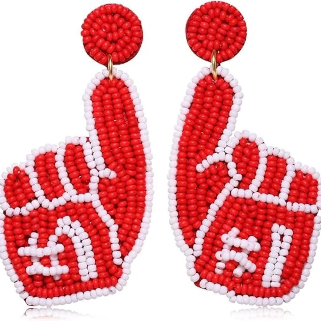 #1 foam finger beaded earrings - basil boutique
