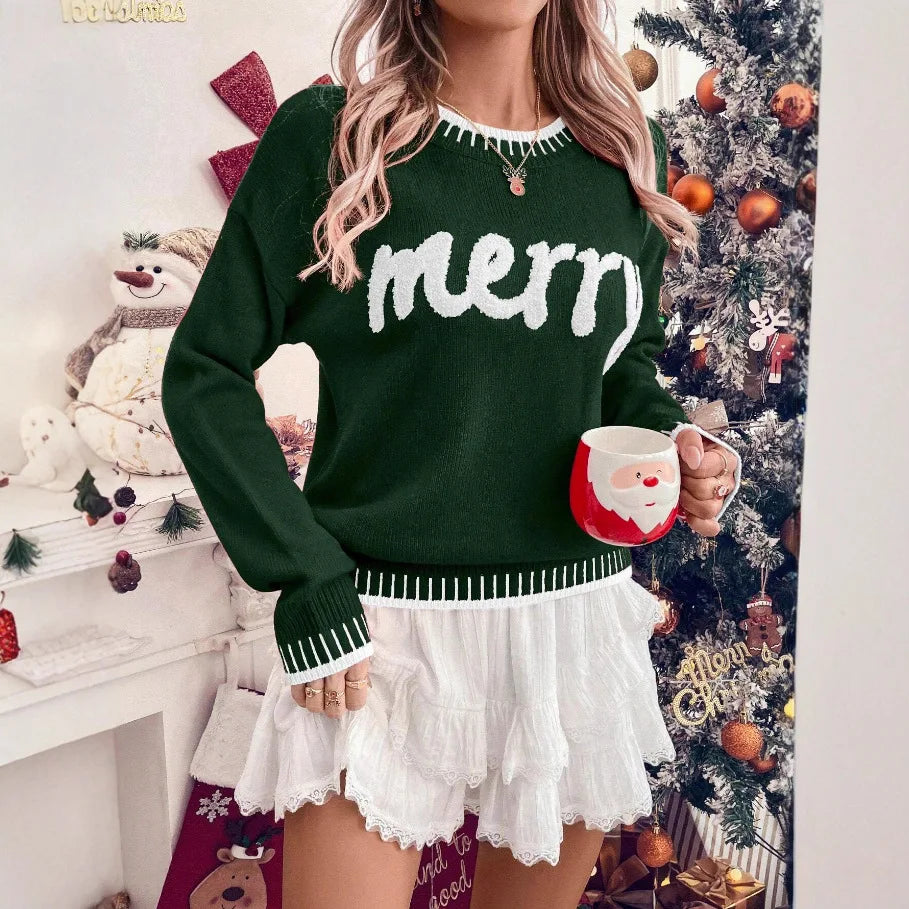 merry knit crew sweater
