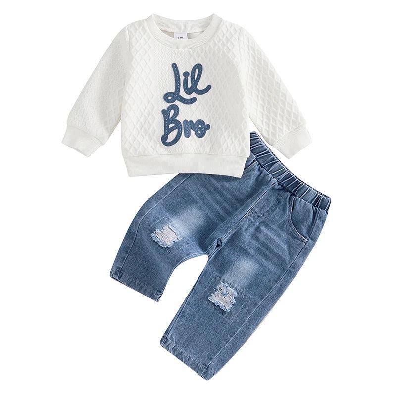 lil bro kids denim outfit - basil boutique