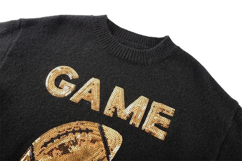 game day sequin long sleeve top - basil boutique