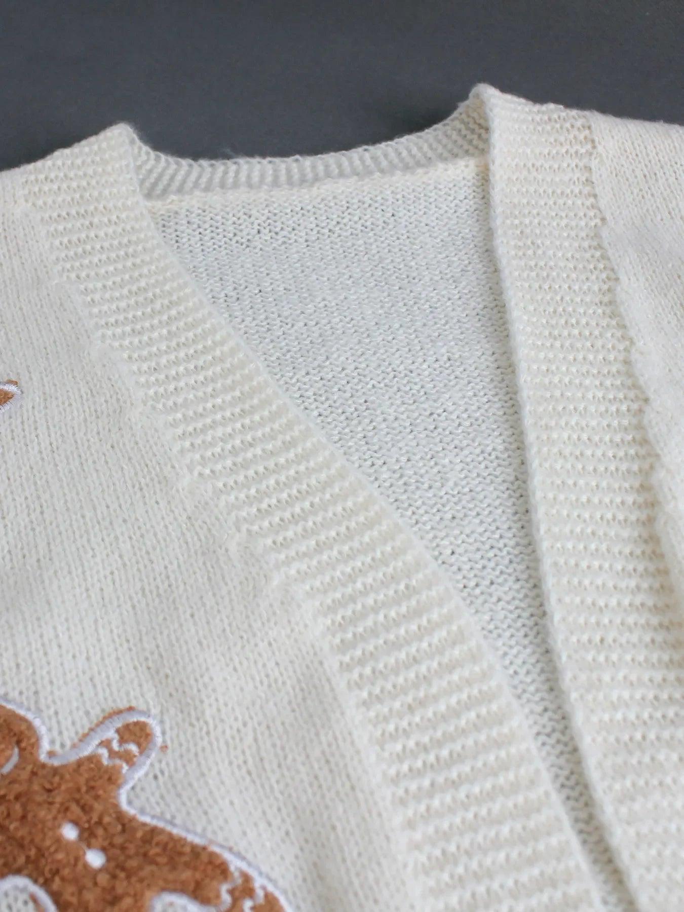gingerbread cookie knit cardigan - basil boutique