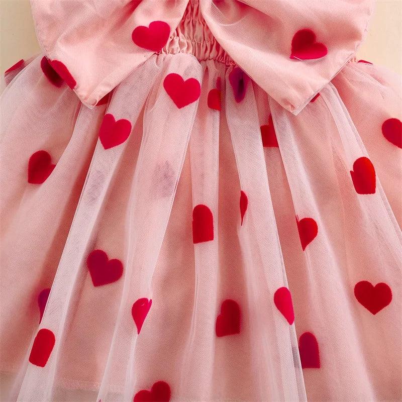 heart bow + ruffles kids dress