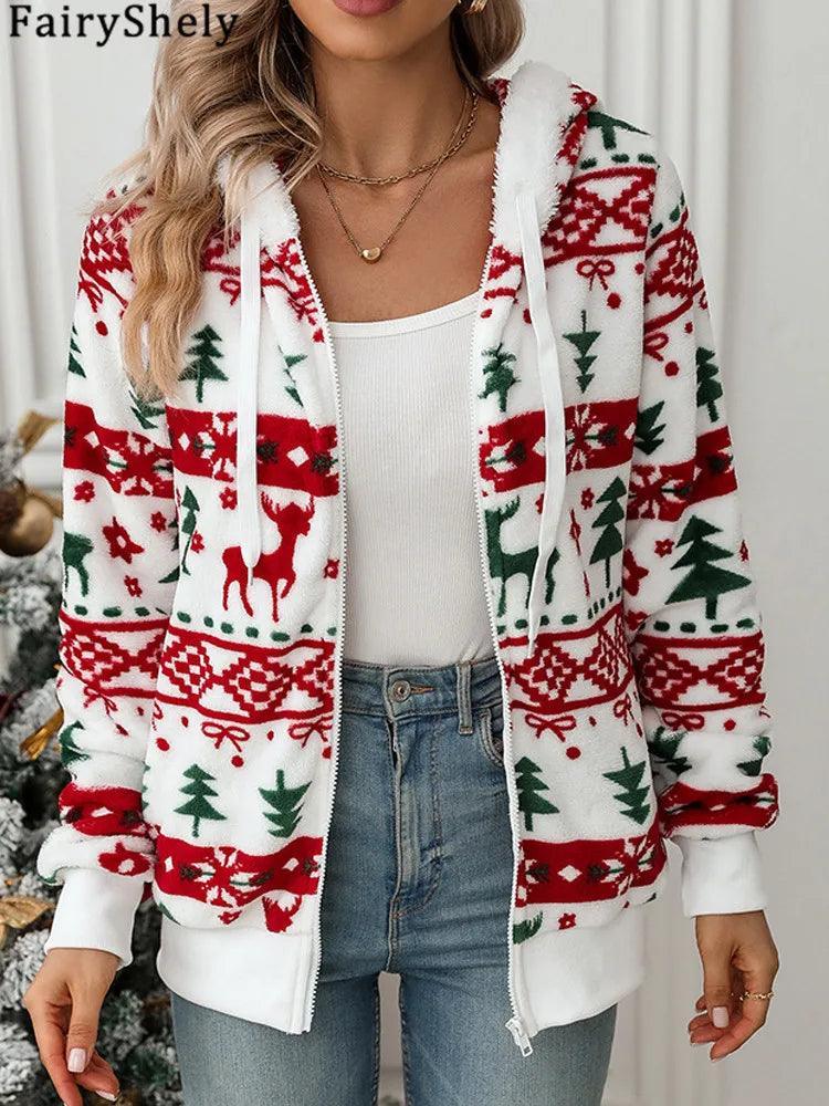 cozy christmas full-zip hoodie - basil boutique