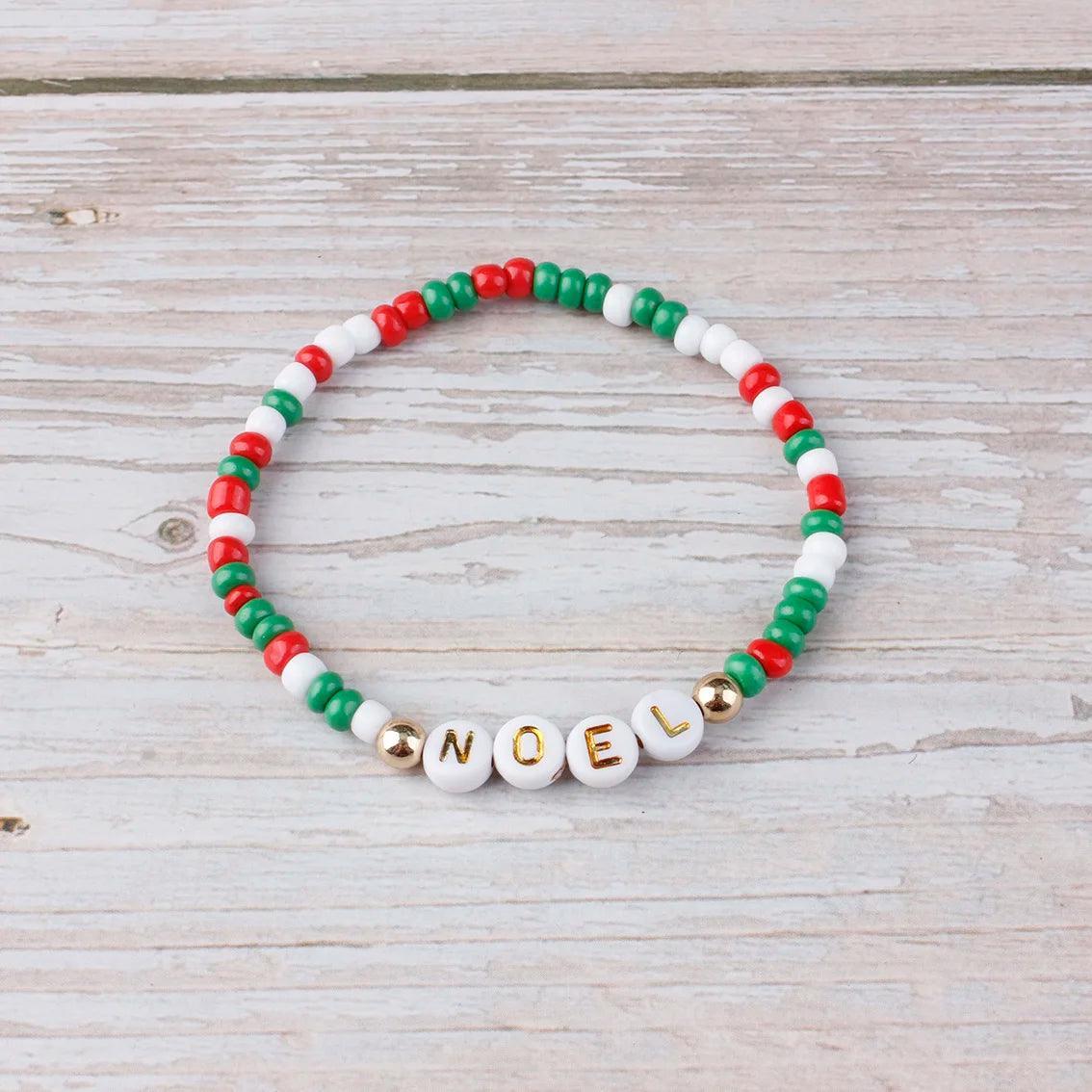 christmas beaded bracelets - basil boutique