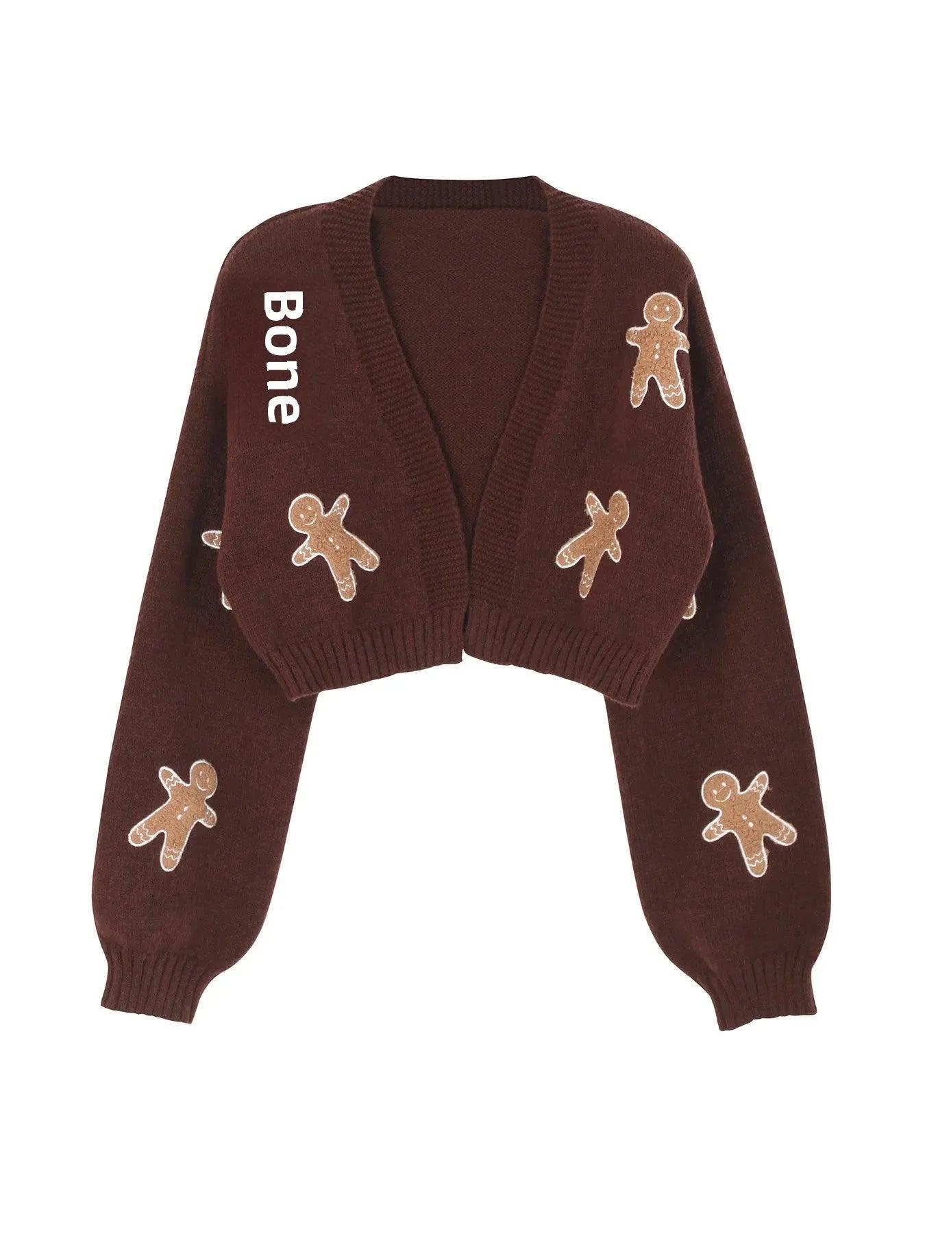 gingerbread cookie knit cardigan - basil boutique