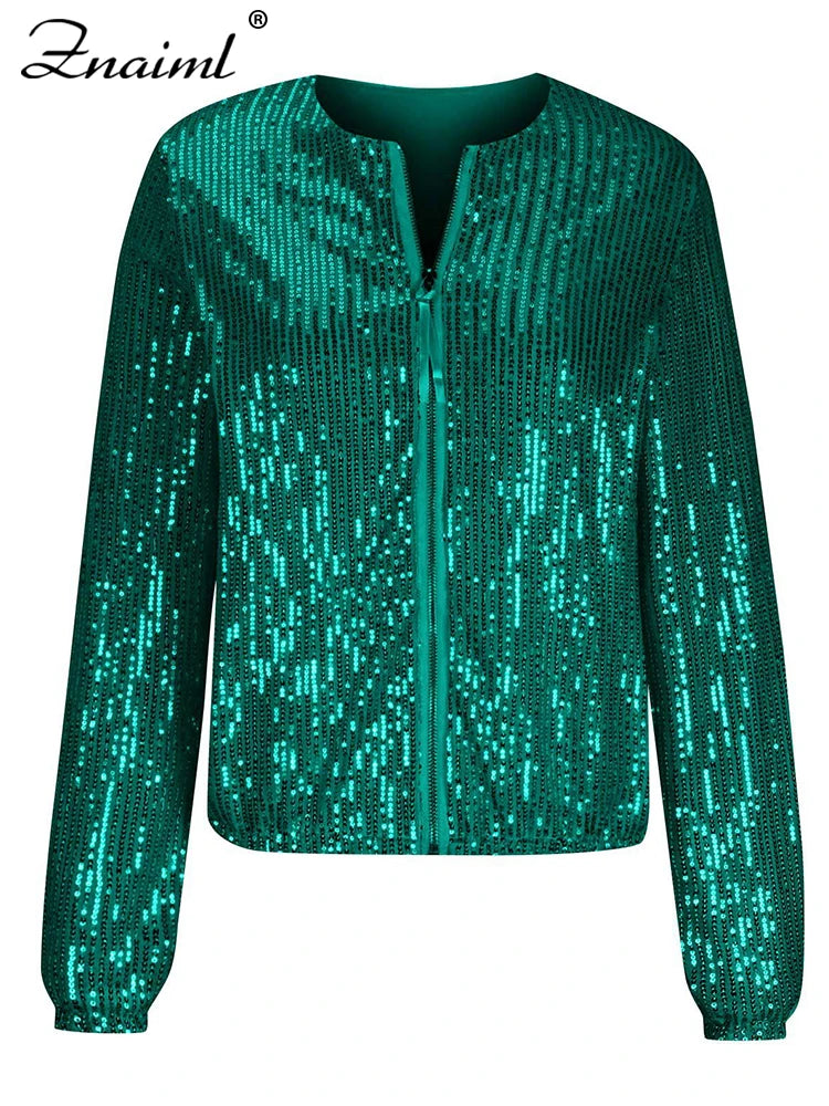 zipper sequin jacket
