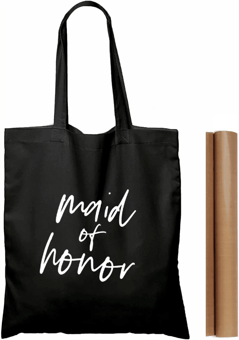 bridal party script tote bags - basil boutique
