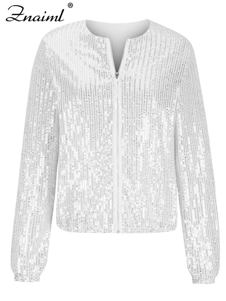 zipper sequin jacket