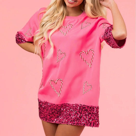 candy cane sequin dress - basil boutique