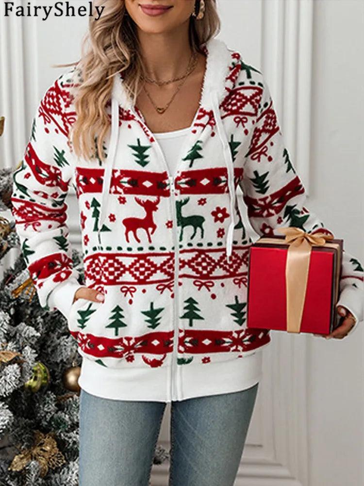 cozy christmas full-zip hoodie - basil boutique
