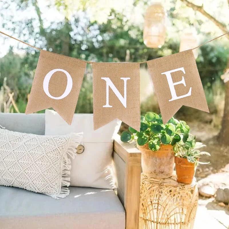 one burlap birthday banner - basil boutique