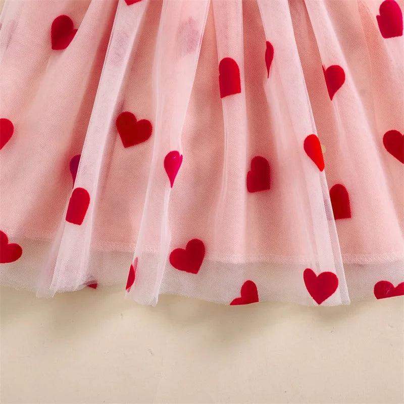 heart bow + ruffles kids dress