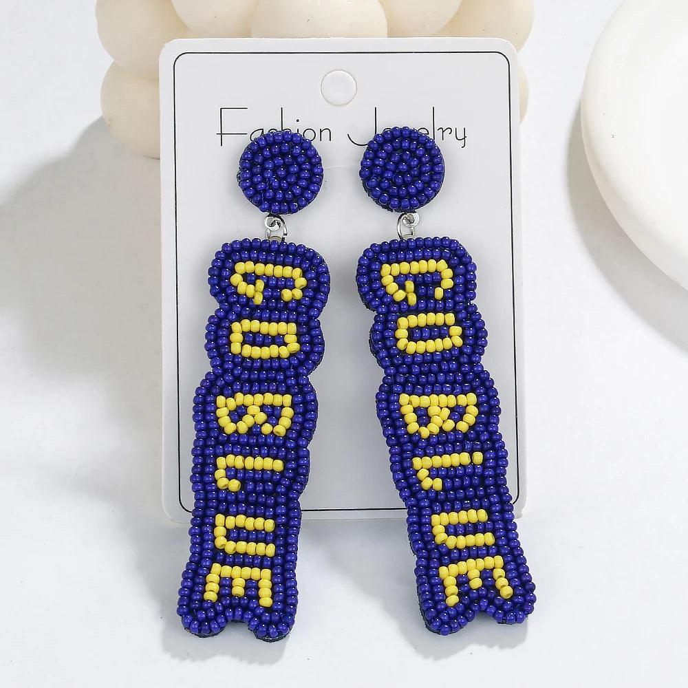 go blue beaded drop earrings - basil boutique