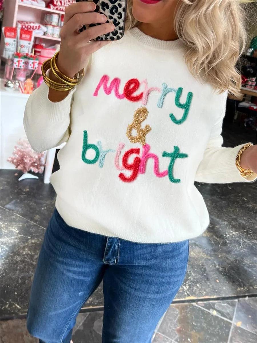 merry + bright crew sweater - basil boutique