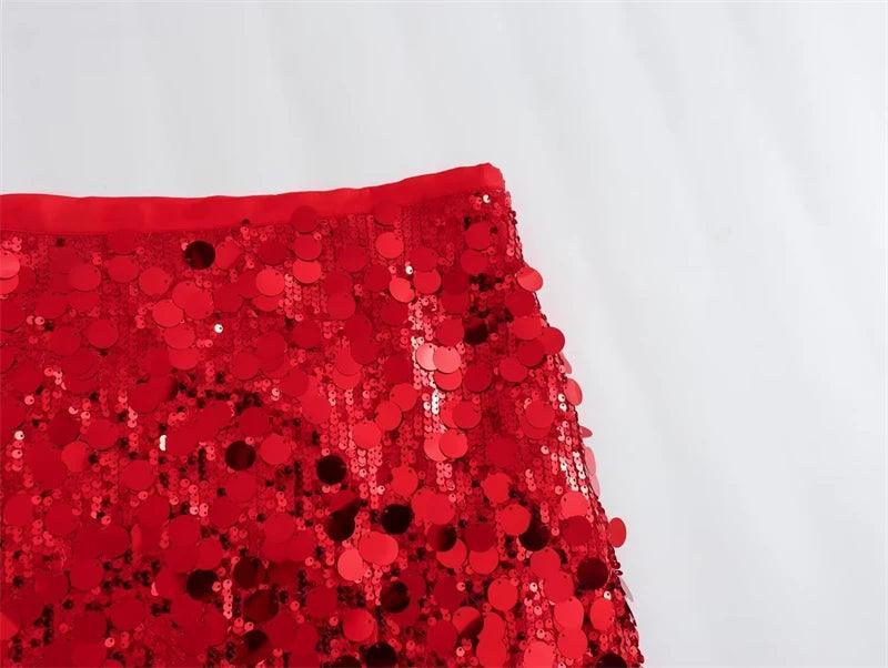 mixed sequin mini skirt - basil boutique