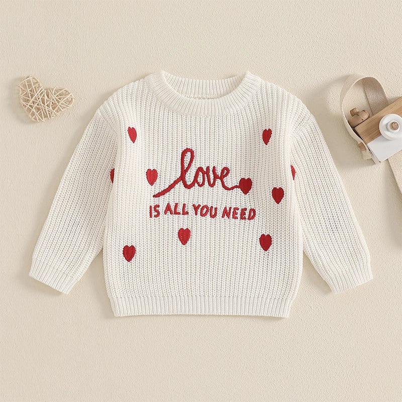 love is all you need kids knit crew sweater