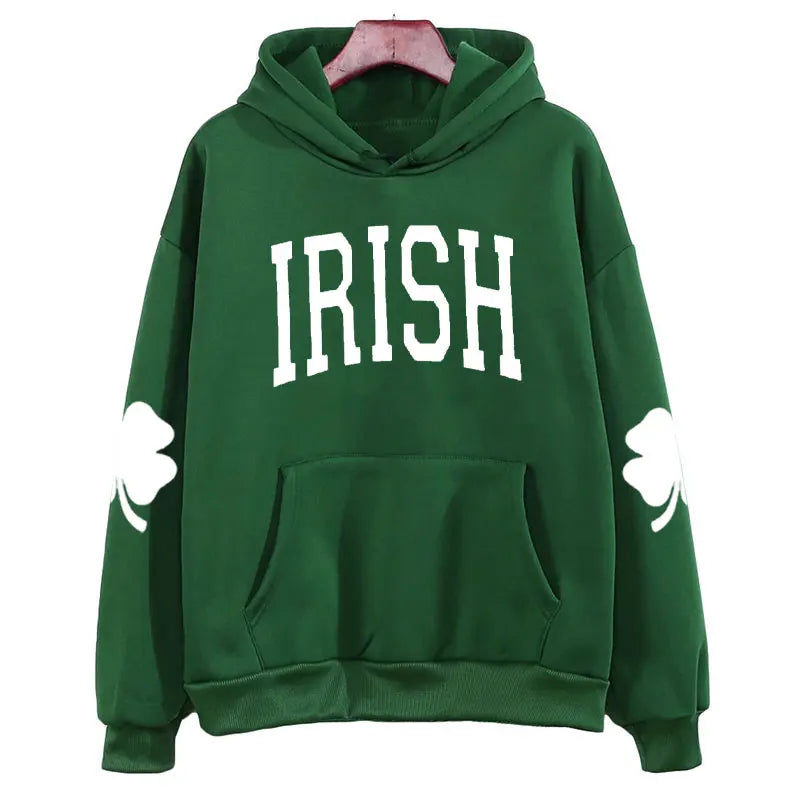 irish shamrock sleeve crew sweatshirts + hoodies
