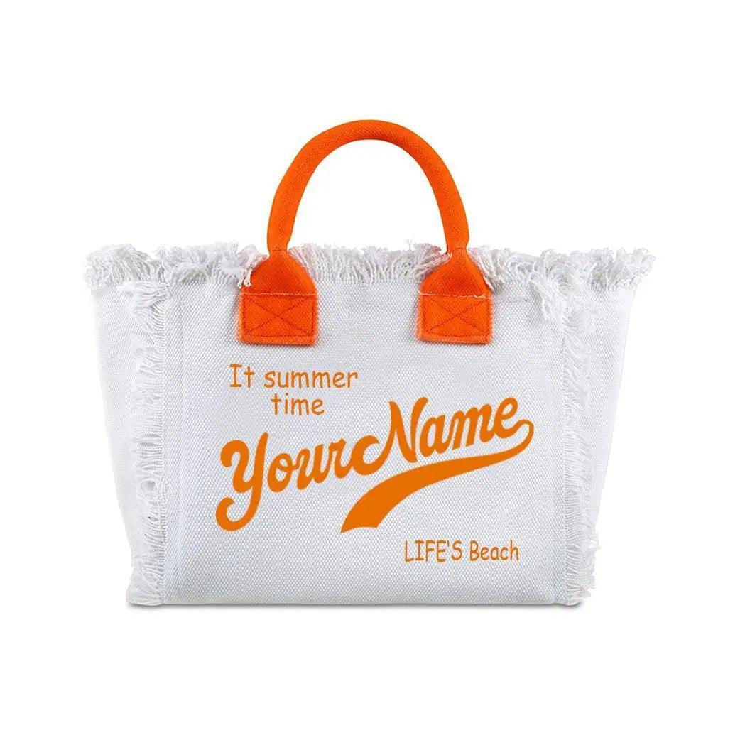 personalized tassel beach tote bag - basil boutique