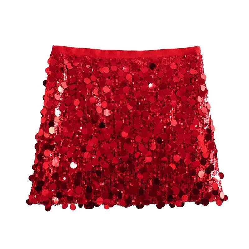 mixed sequin mini skirt - basil boutique