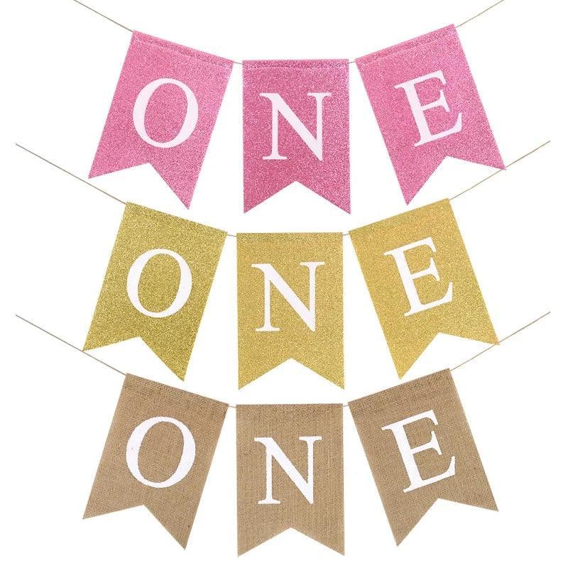 one burlap birthday banner - basil boutique