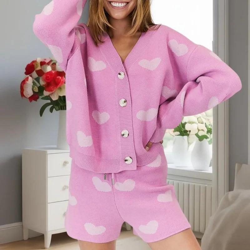 heart cardigan loungewear outfit