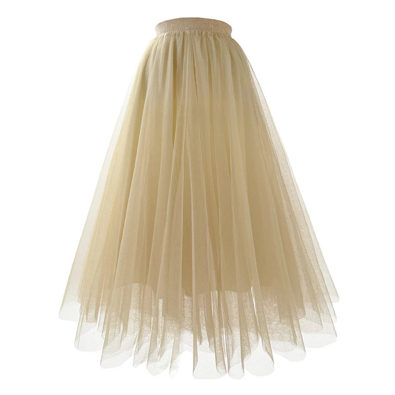 floor length tulle maxi skirt