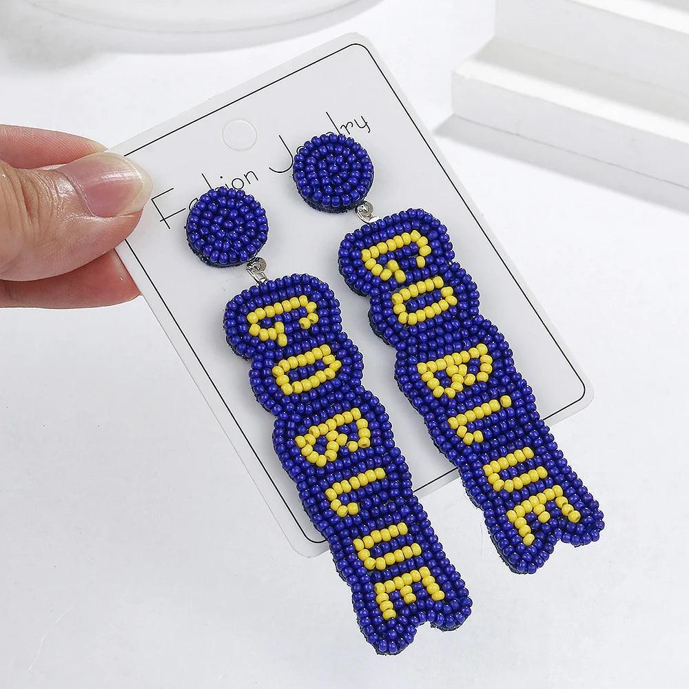 go blue beaded drop earrings - basil boutique