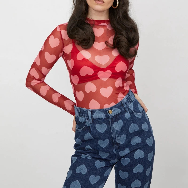 sheer mesh heart top