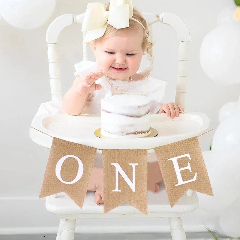 one burlap birthday banner - basil boutique