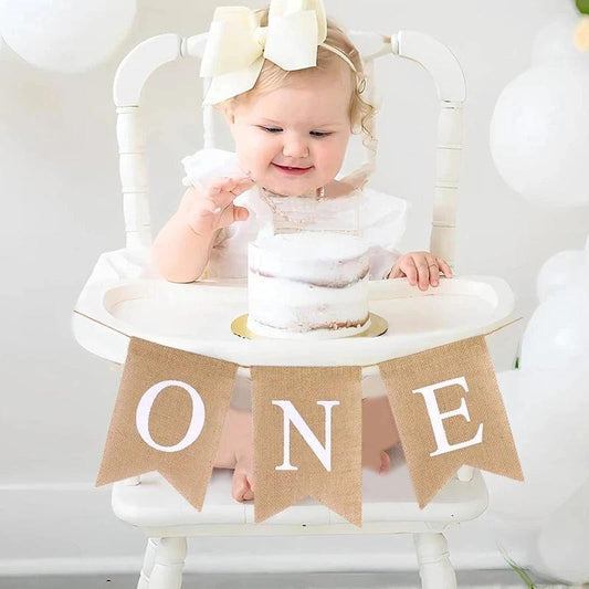 one burlap birthday banner - basil boutique