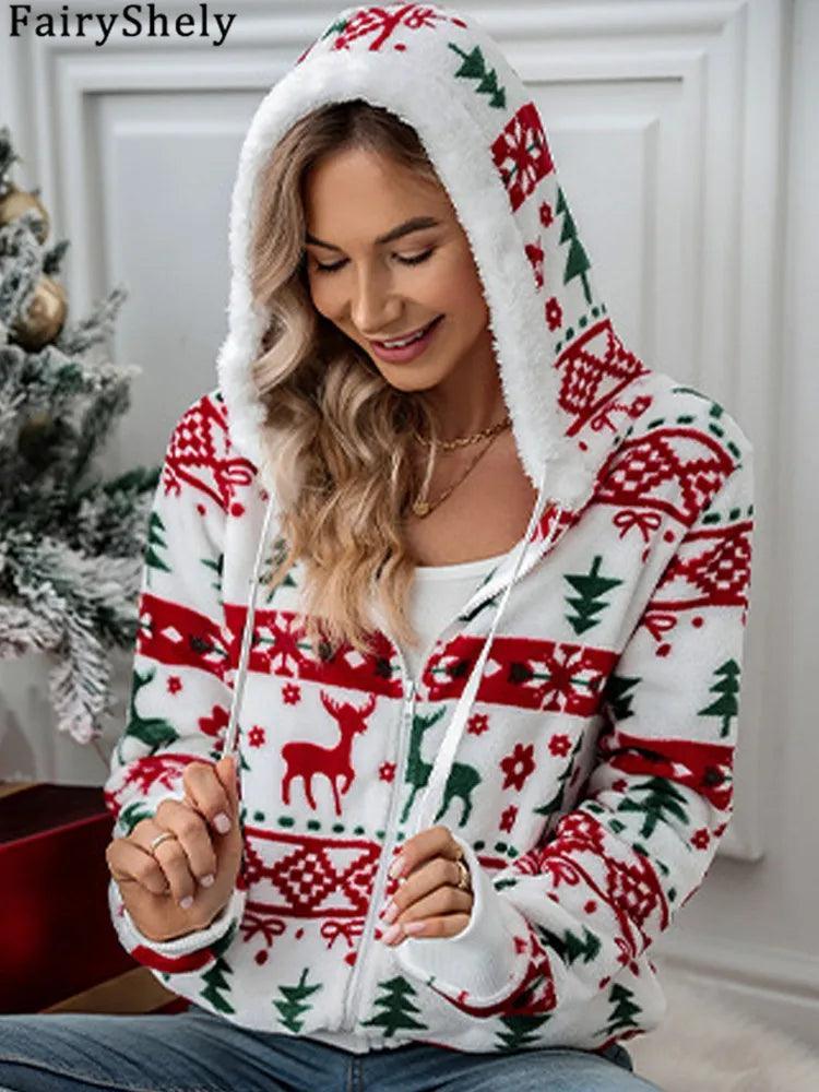 cozy christmas full-zip hoodie - basil boutique