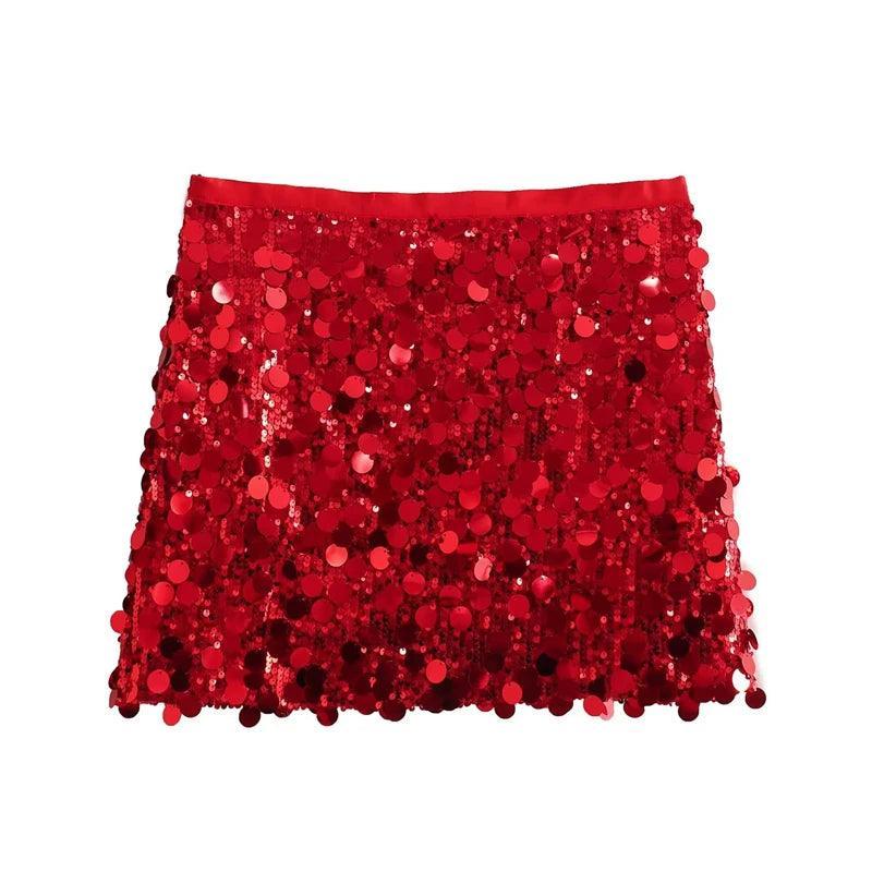 mixed sequin mini skirt - basil boutique