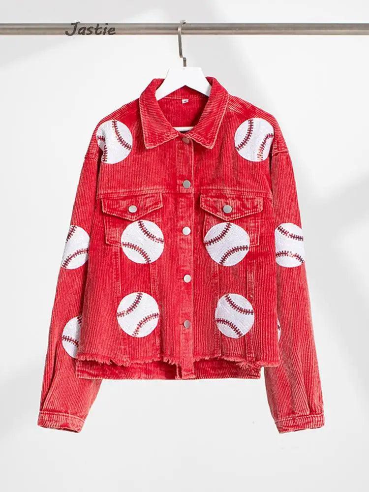 baseball sequin cropped jacket - basil boutique