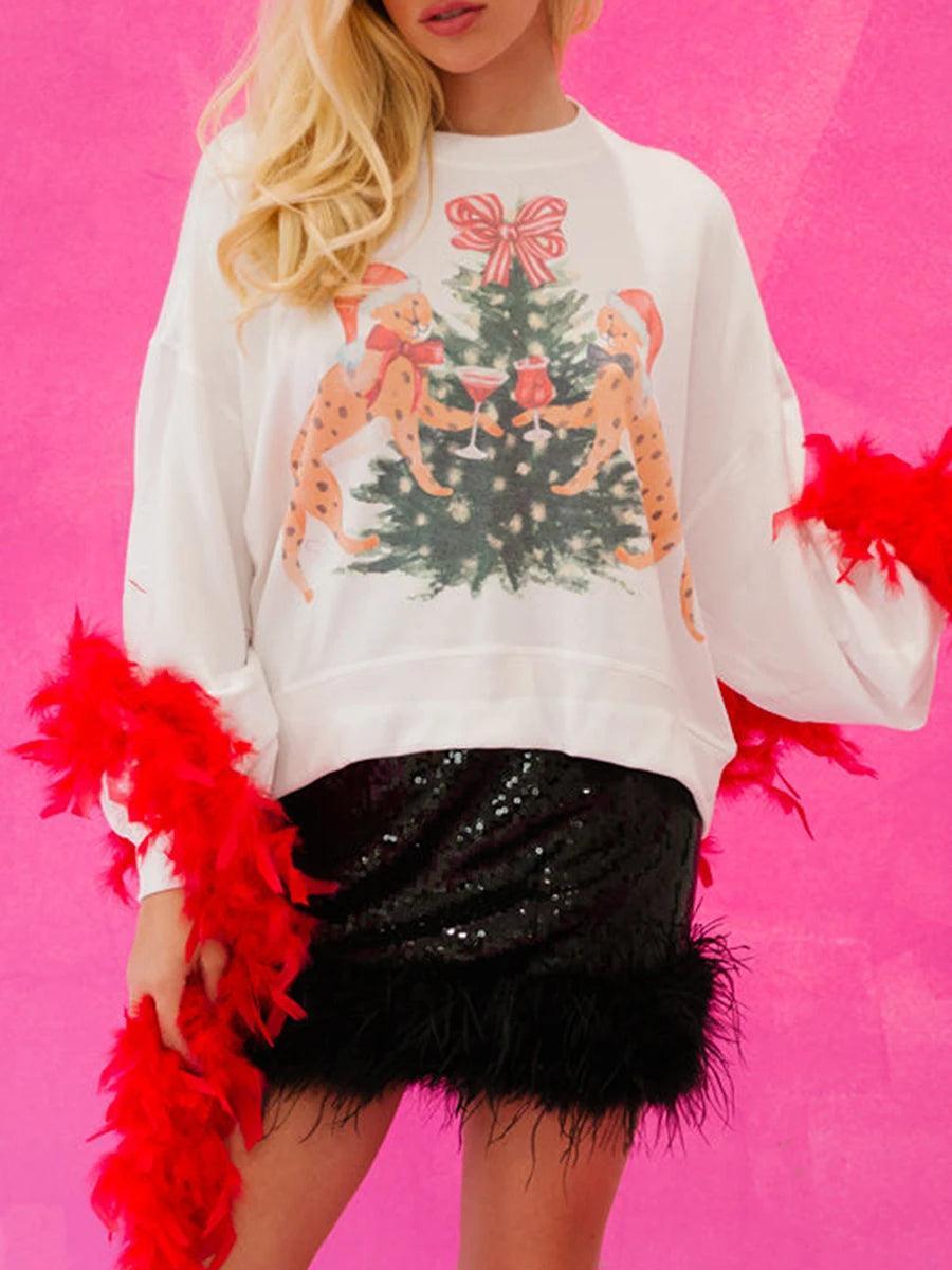 kitties + martinis holiday crew sweater - basil boutique
