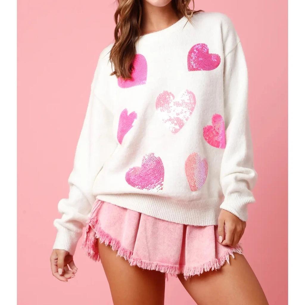 sweet love sequin crew sweater