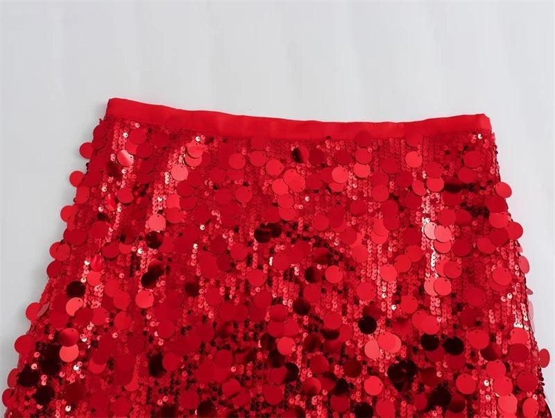 mixed sequin mini skirt - basil boutique