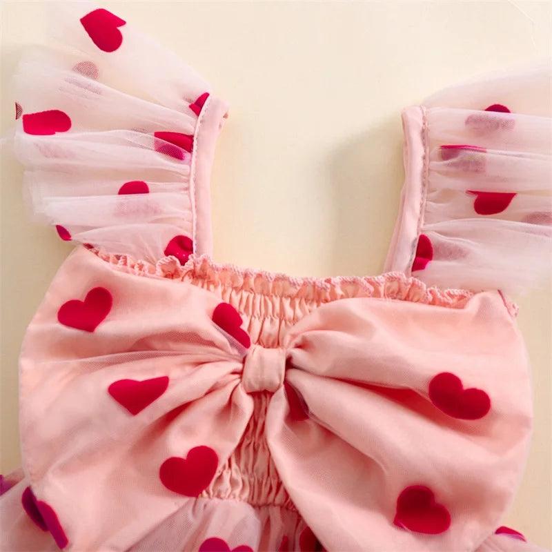 heart bow + ruffles kids dress