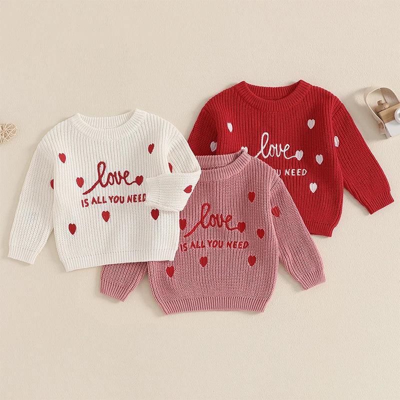 love is all you need kids knit crew sweater
