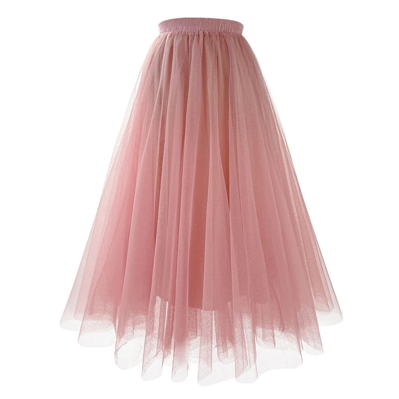 floor length tulle maxi skirt