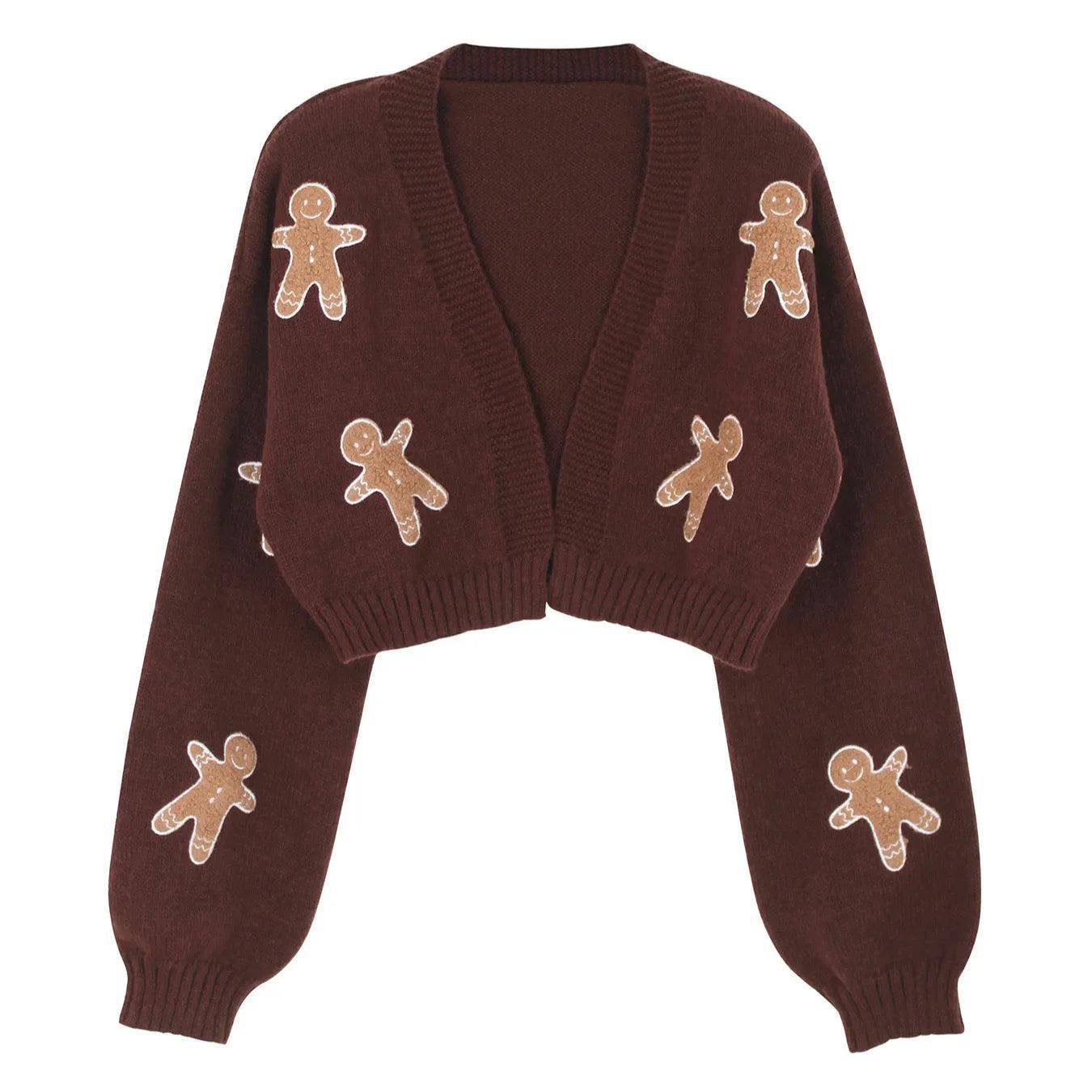 gingerbread cookie knit cardigan - basil boutique