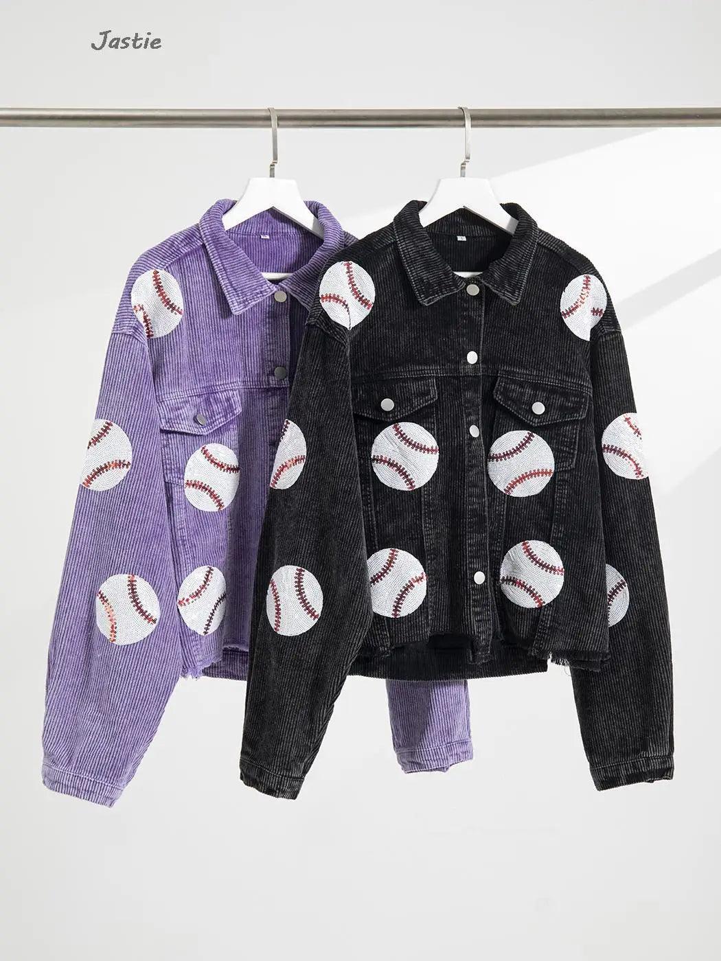 baseball sequin cropped jacket - basil boutique