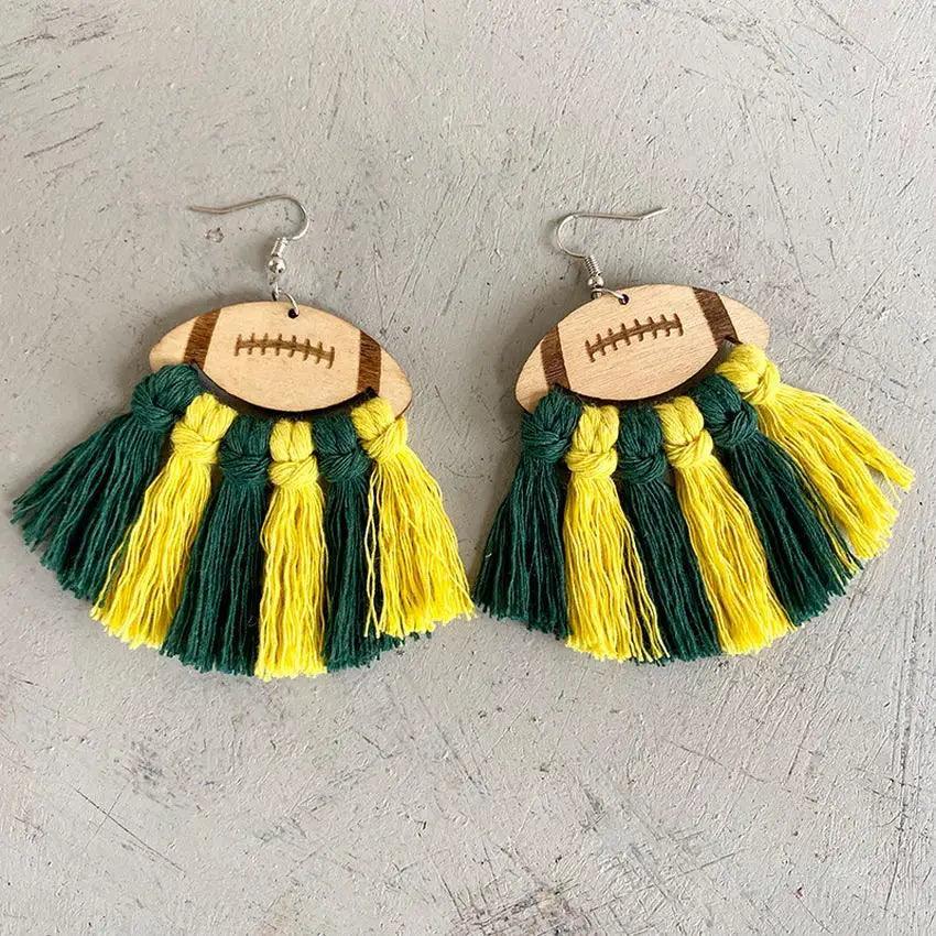 football tassel earrings - basil boutique