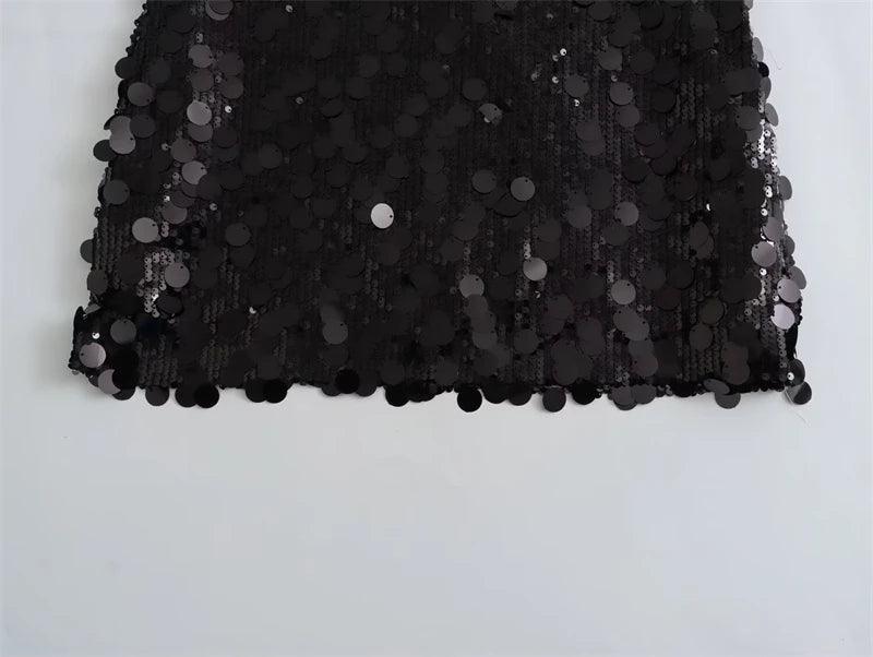 mixed sequin mini skirt - basil boutique