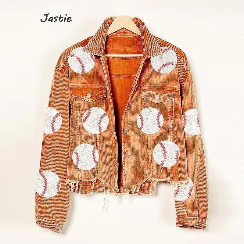 baseball sequin cropped jacket - basil boutique