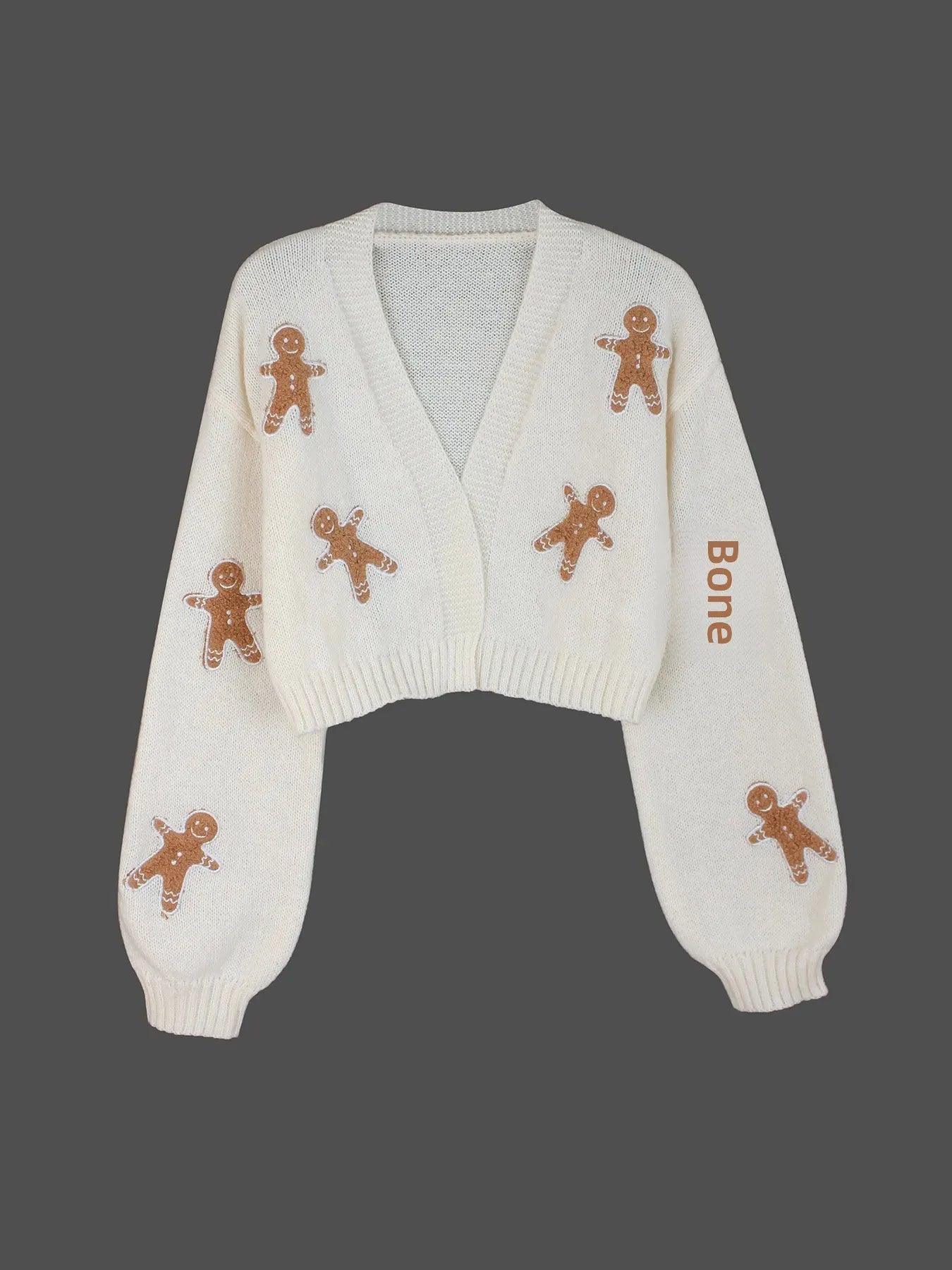 gingerbread cookie knit cardigan - basil boutique