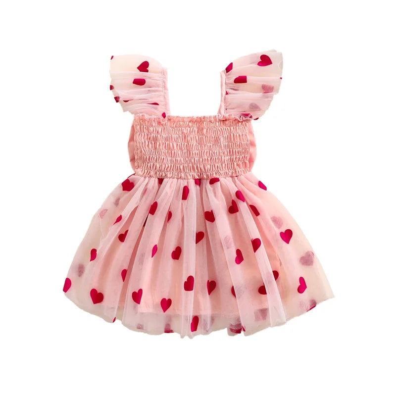 heart bow + ruffles kids dress