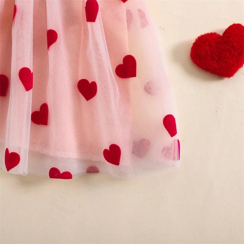 heart bow + ruffles kids dress