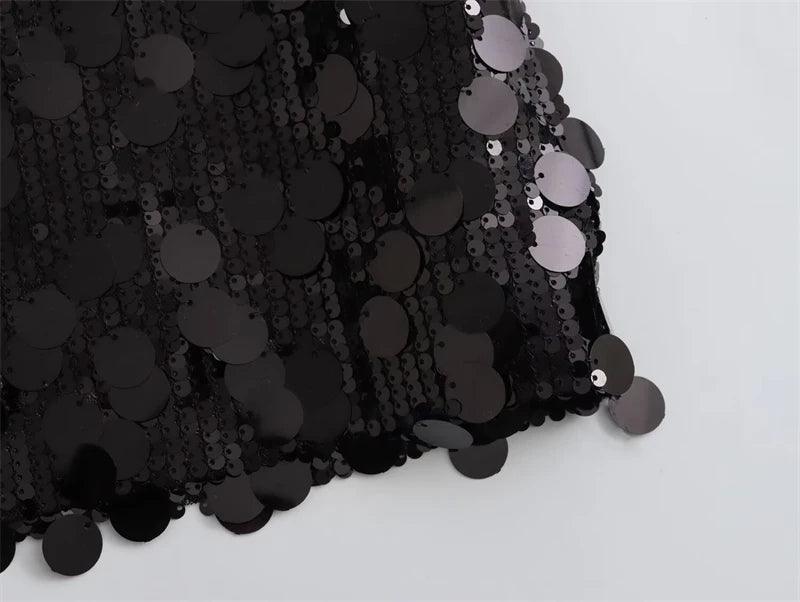 mixed sequin mini skirt - basil boutique