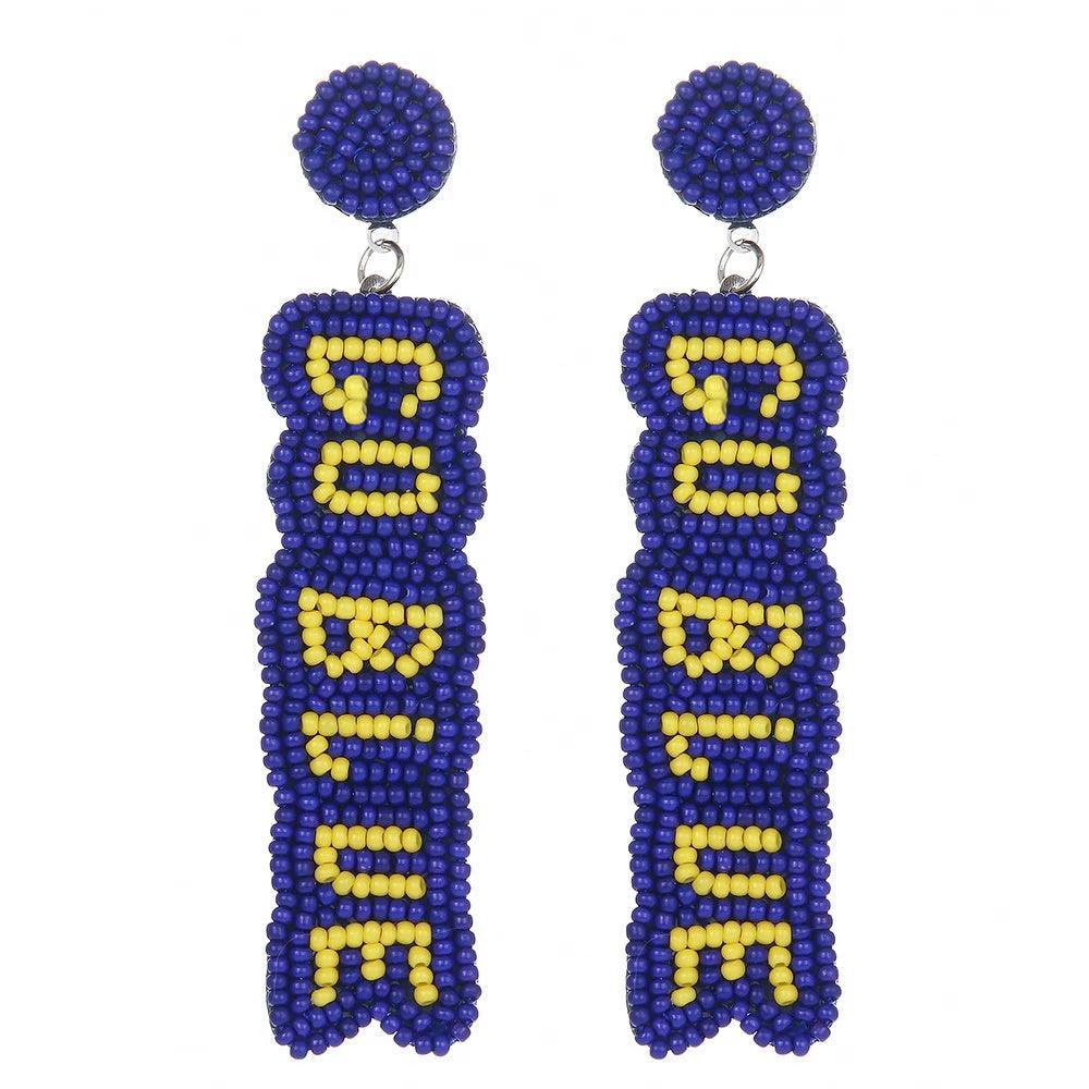 go blue beaded drop earrings - basil boutique