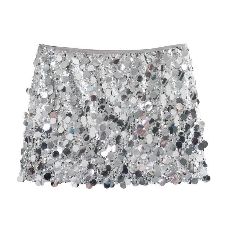 mixed sequin mini skirt - basil boutique